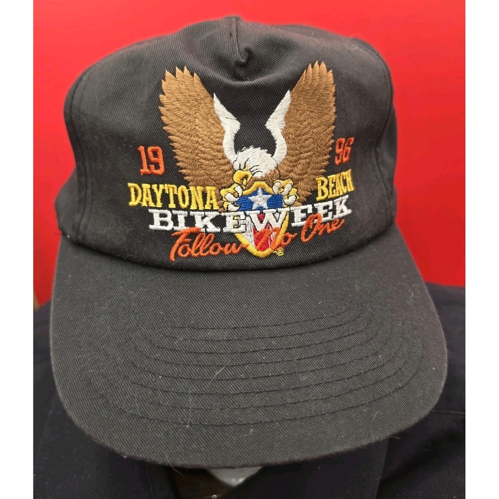 Vintage Trucker Hat Cap 1996 Daytona Beach Bike Week Snapback Motorcycle Eagle
